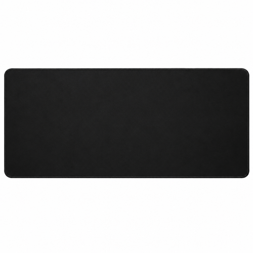 Tapis de souris XXL noir avec bords cousus sur fond blanc